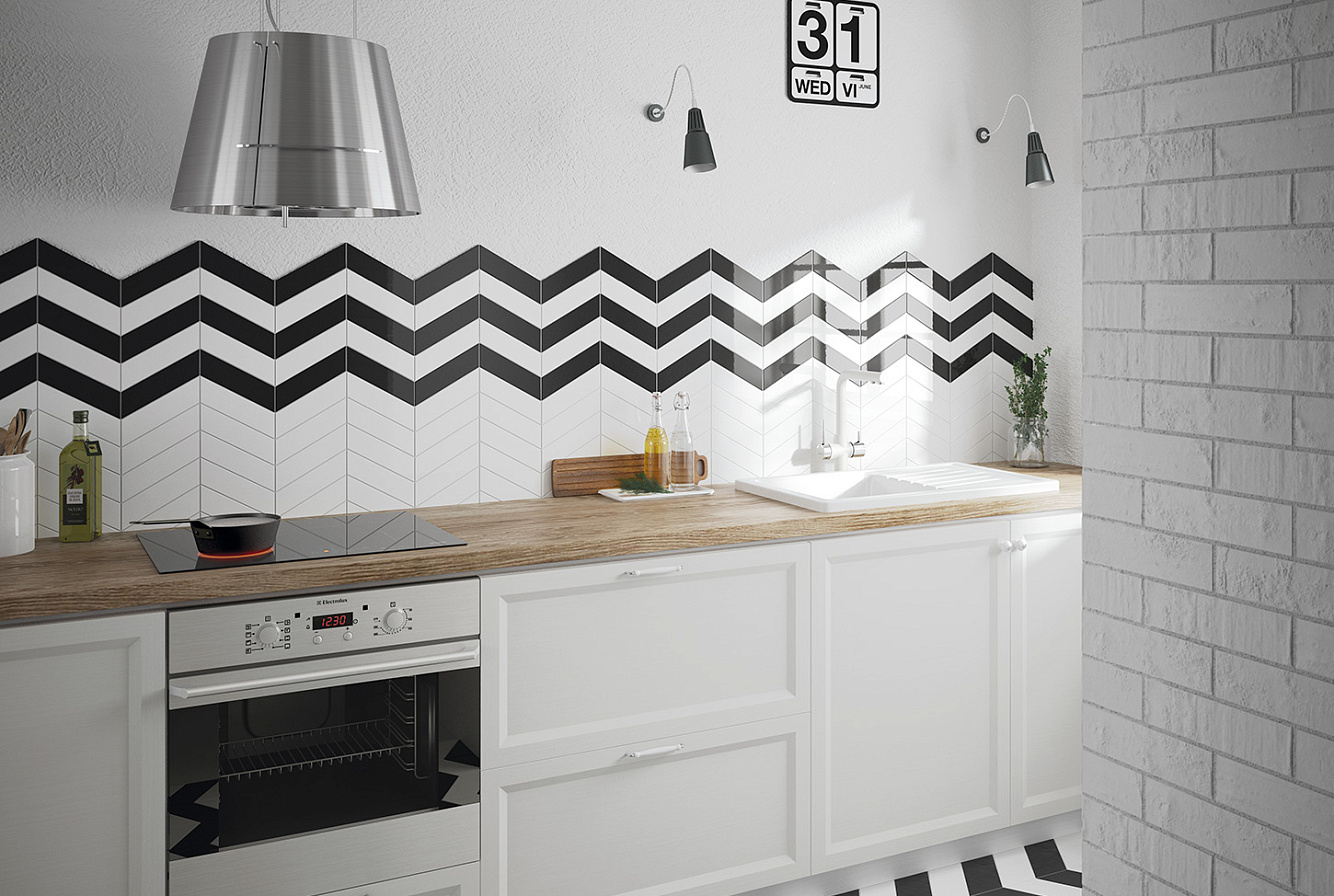 CHEVRON WALL WHITE / BLACK